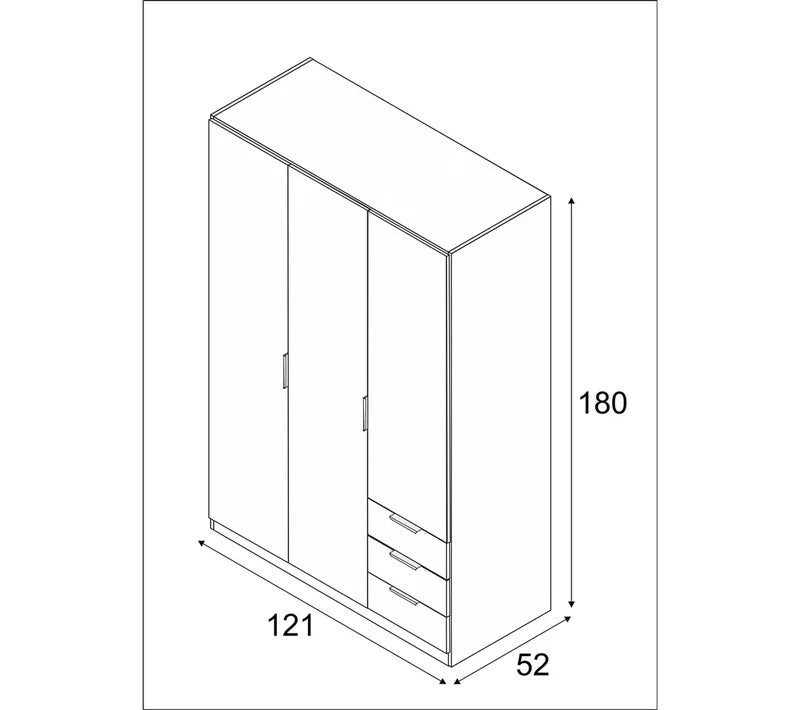 Armoire 3 portes et 3 tiroirs AYALA imitation Chêne