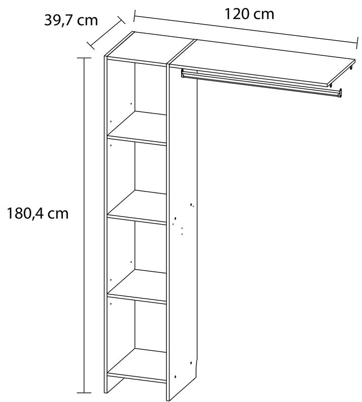 Kit dressing 1 colonne ajustable Pole décor blanc