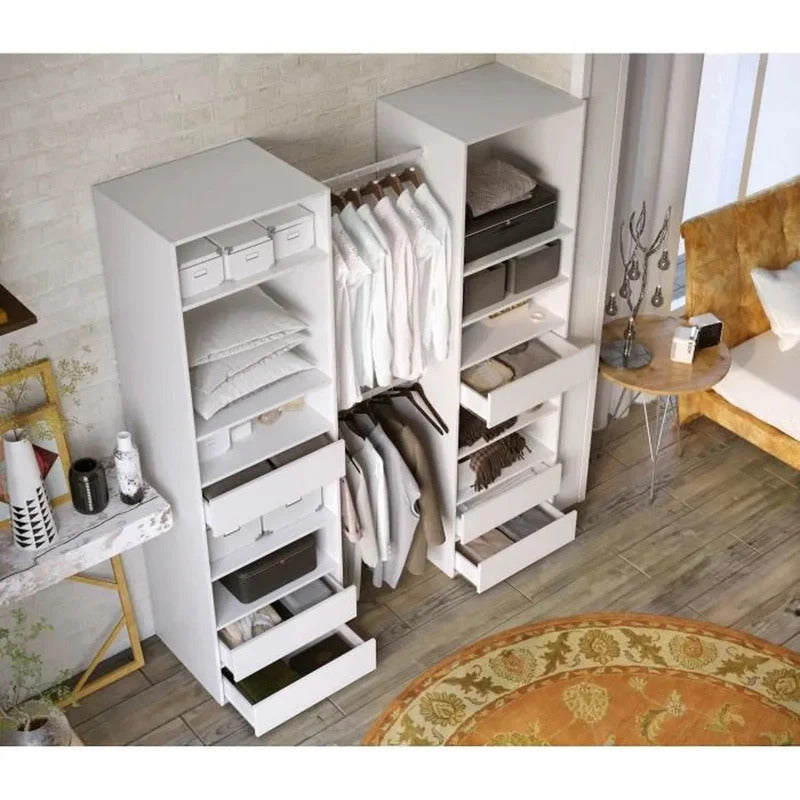 Kit dressing 2 colonnes + 2 penderies + 6 tiroirs